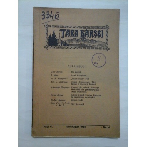 TARA BARSEI - Anul VI iulie-august 1934 No.4 TARA BARSEI - Anul VI iulie-august 1934 No.4